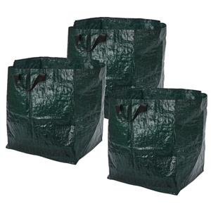 Pro Garden Progarden Tuinafvalzak - 3x - opvouwbaar - groen - 75 liter - bladeren opruimen -