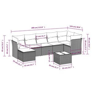 vidaXL 8-delige Loungeset met kussens poly rattan beige