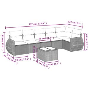 vidaXL 7-delige Loungeset met kussens poly rattan beige