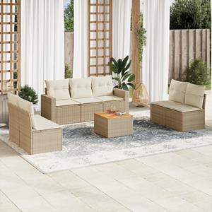 VidaXL 8-delige Loungeset met kussens poly rattan beige