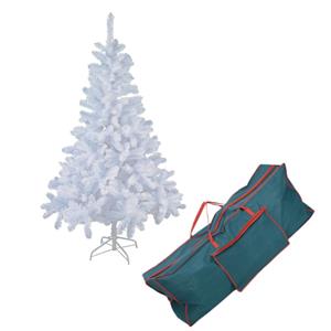Merkloos Witte kunst kerstboom/kunstboom 150 cm inclusief opbergzak -