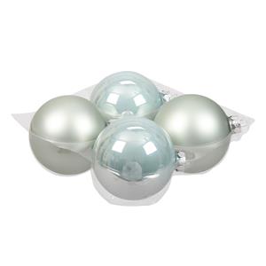 Othmar Decorations 4x stuks glazen kerstballen mintgroen (oyster grey) 10 cm mat/glans -