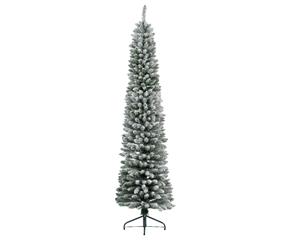 Everlands Kunstkerstboom Pencil pine snowy h240 cm dia 60 cm extra smal groen/wit - 