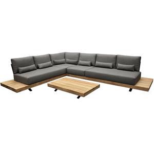 AVH-Collectie Showroommodel Robusto platform hoek loungeset 5 delig teak