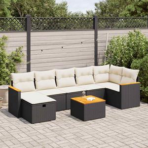 VidaXL 8-delige Loungeset met kussens poly rattan zwart