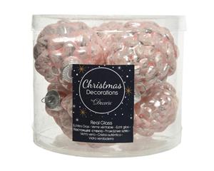 Decoris Denappel glas d5h7 cm poederroze 6st - 