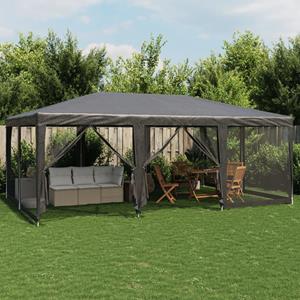 VidaXL Partytent met 10 mesh zijwanden 6x4 m HDPE antracietkleurig