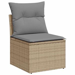 vidaXL 7-delige Loungeset met kussens poly rattan acacia beige