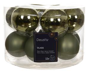 Decoris Kerstbal glas d5 cm rosemarijn 12st - 