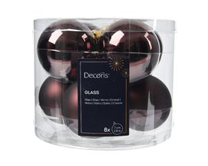 Decoris Kerstbal glas d7 cm z.trffl 8st - 