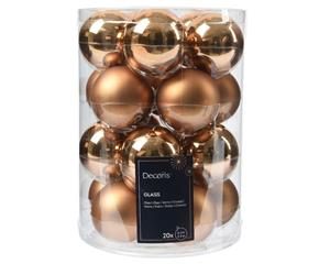Decoris Kerstbal glas d6 cm pec.bruin 20st - 