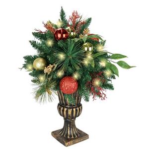 I.GE.A. Kunstkerstboom Gedecoreerde dennenboom met LED-licht in een beker (1 stuk)