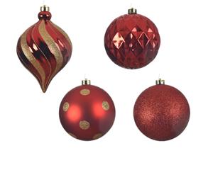 Decoris Kerstbal plc d15 cm kerstrood 6st kerst - 