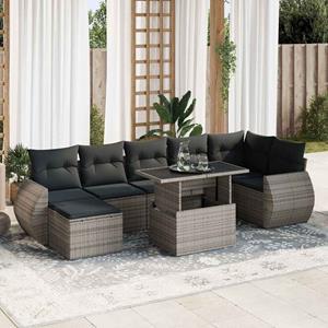 VidaXL 8-delige Loungeset met kussens poly rattan grijs