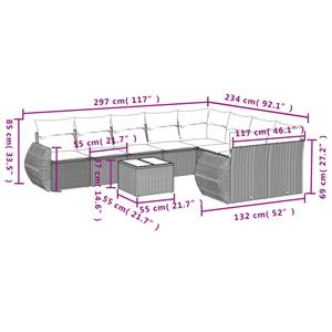 vidaXL 10-delige Loungeset met kussens poly rattan beige