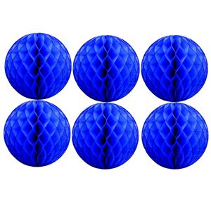 Merkloos Papieren kerstballen - 6x - blauw - 10 cm - kerstversiering -