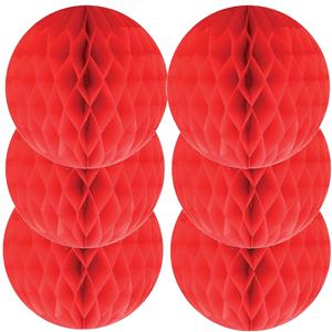 Merkloos 6x Papieren kerstballen rood 10 cm kerstversiering -