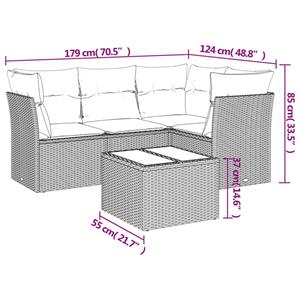vidaXL 5-delige Loungeset met kussens poly rattan bruin