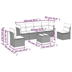 vidaXL 7-delige Loungeset met kussens poly rattan bruin