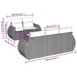 vidaXL 6-delige Loungeset met kussens poly rattan bruin