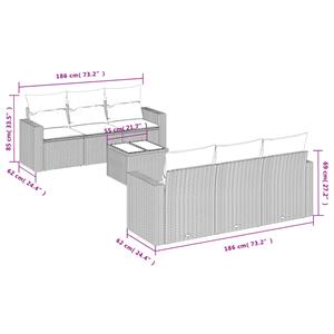 vidaXL 7-delige Loungeset met kussens poly rattan bruin