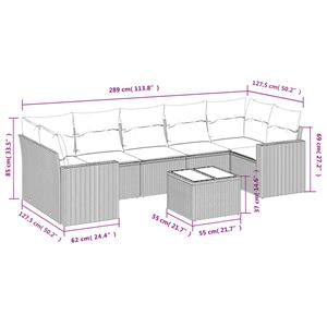vidaXL 8-delige Loungeset met kussens poly rattan bruin