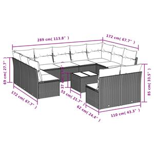 vidaXL 12-delige Loungeset met kussens poly rattan bruin