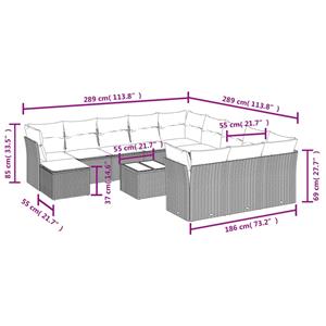 vidaXL 13-delige Loungeset met kussens poly rattan bruin