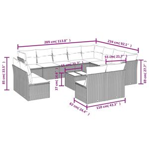 vidaXL 13-delige Loungeset met kussens poly rattan bruin