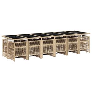 vidaXL 17-delige Tuinset met kussens poly rattan beige