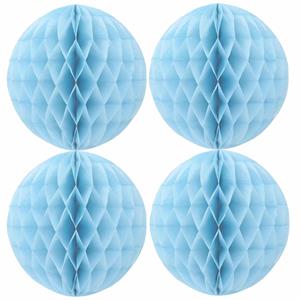 Merkloos Papieren kerstballen - 4x - lichtblauw - 10 cm - kerstversiering -