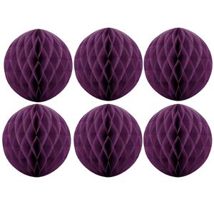 Merkloos Papieren kerstballen - 6x - aubergine paars - 10 cm - kerstversiering -