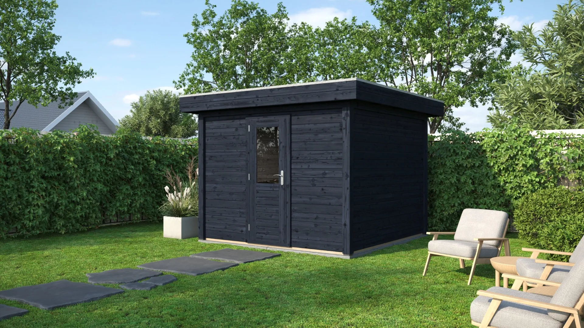 Lugarde Select Modern tuinhuis Groningen 300x300cm - Zwarte olie