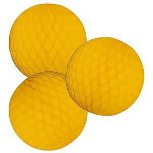 Merkloos Papieren kerstballen - 3x - goudgeel - 10 cm - kerstversiering -