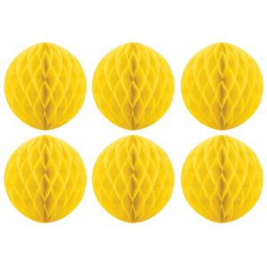 Merkloos Papieren kerstballen - 6x - geel - 10 cm - kerstversiering -