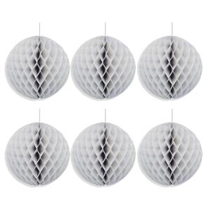Merkloos Papieren kerstballen - 6x - grijs - 10 cm - kerstversiering -
