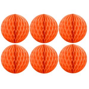 Merkloos Papieren kerstballen - 6x - oranje - 10 cm - kerstversiering -