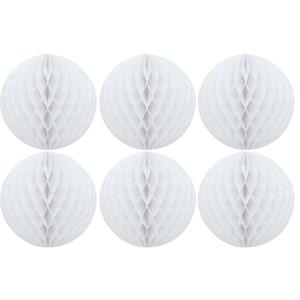 Merkloos Papieren kerstballen - 6x - wit - 10 cm - kerstversiering -
