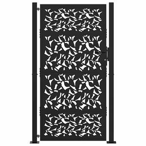 vidaXL Poort met bladontwerp 105x180 cm staal zwart