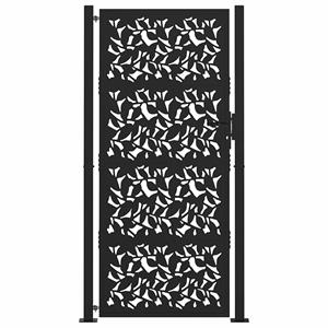 vidaXL Poort met bladontwerp 105x205 cm staal zwart