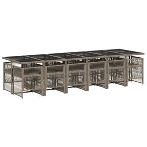 vidaXL 13-delige Tuinset met kussens poly rattan grijs