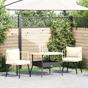 vidaXL Tuinstoelen 2 st met kussens poly rattan naturel