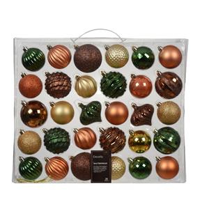 Decoris Kerstballenset Van Kunststof In Bruintinten Box A 30 Ballen