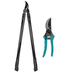 Merkloos Tuingereedschap takkenschaar en blauwe snoeischaar set -