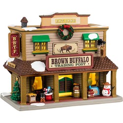 Lemax Brown Buffalo Trading Post 16x25x25 cm Kersthuisje - 