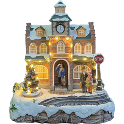 Oosterik home Treinstation Met Roterende Kerstboom - 