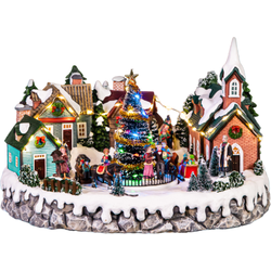 Oosterik home Kerstdorp Met Verlichte Kerstboom - 