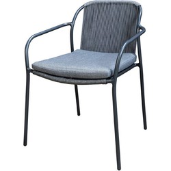 Yoi Vedella stackable dining chair aluminium dark grey/rope dark grey - 