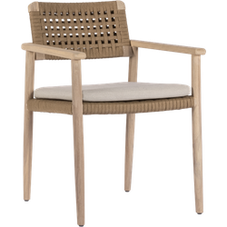 Max luuk Jago stoel aged teak finish/camel incl. kussen light grey - 