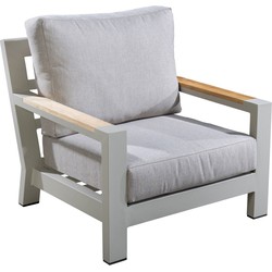 Yoi Bango lounge chair aluminium salix/teak/flax beige AW - 